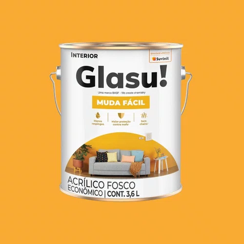Acrílico Fosco Muda Fácil Amarelo Ouro 3,6L | Glasu
