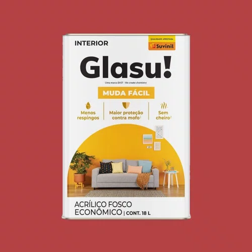 Acrílico Fosco Muda Fácil Urucum 18L | Glasu