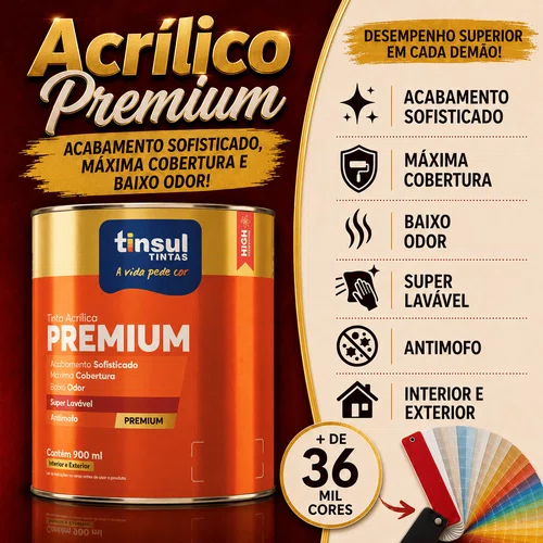 Base A Acrílico Fosco Premium 800ml | Tinsul