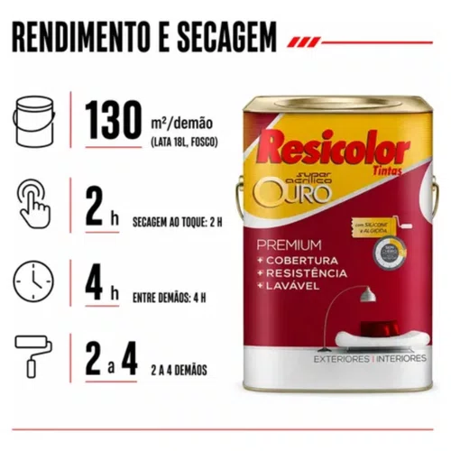 Base Clara Acrílica Ouro Acetinado 16,2l | Resicolor
