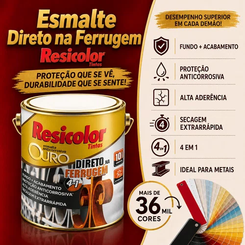 Base Clara Esmalte Anticorrosivo Ouro 810ml | Resicolor