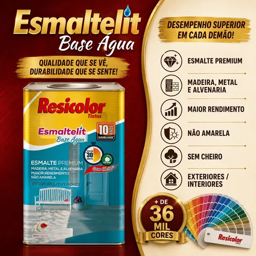 Base Clara Esmaltelit Brilhante Base Água 16L | Resicolor