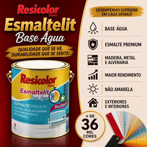 Base Clara Esmaltelit Brilhante Base Água 810ml | Resicolor