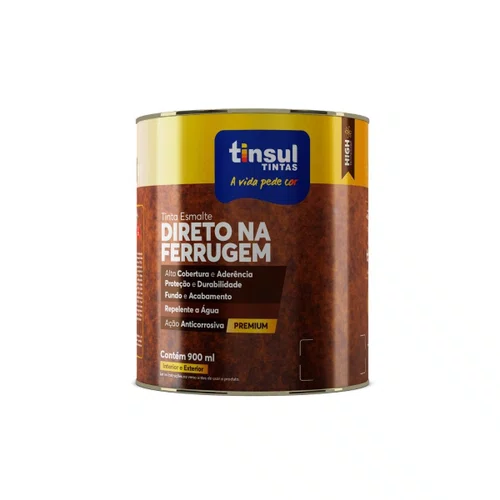 Esmalte Direto na Ferrugem Chumbo Brilhante 900ml | Tinsul