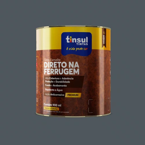 Esmalte Direto na Ferrugem Chumbo Brilhante 900ml | Tinsul