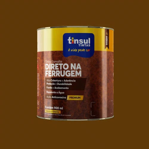 Esmalte Direto na Ferrugem Marrom Brilhante 900ml | Tinsul