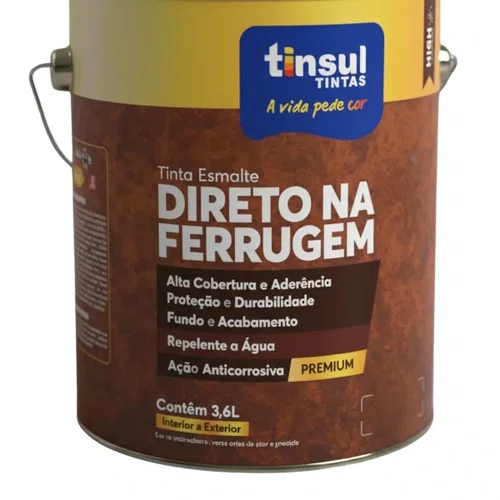 Esmalte Direto na Ferrugem Preto Brilhante 900ml | Tinsul