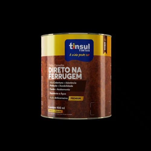 Esmalte Direto na Ferrugem Preto Brilhante 900ml | Tinsul