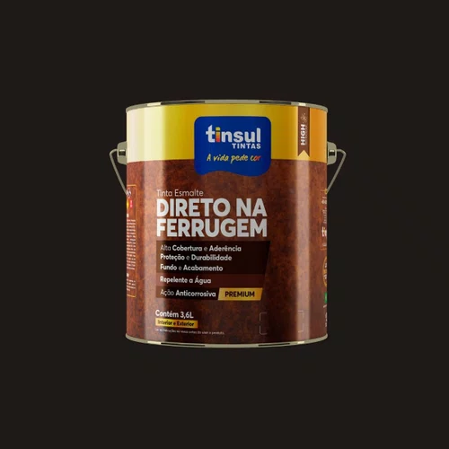 Esmalte Direto Na Ferrugem Preto Fosco 3,6l | Tinsul