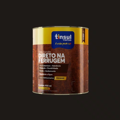 Esmalte Direto Na Ferrugem Preto Fosco 900ml | Tinsul