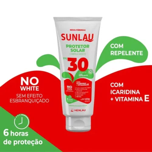 Protetor Solar com Repelente FPS 30 UVA 120g | Sunlau