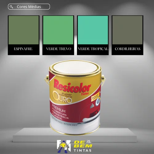 Tinta Acrílica Base Média Ouro Fosco 810ml | Resicolor