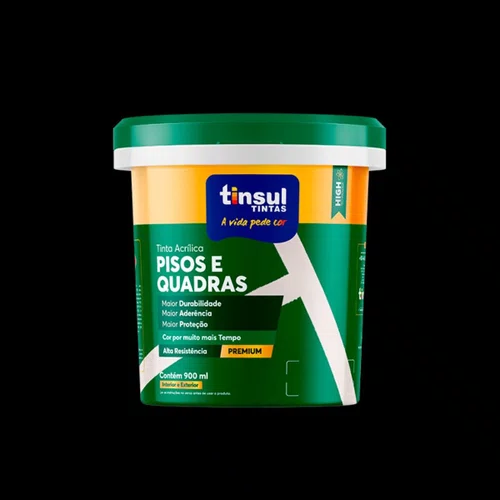 Tinta para Pisos e Quadras Preto 900ml | Tinsul