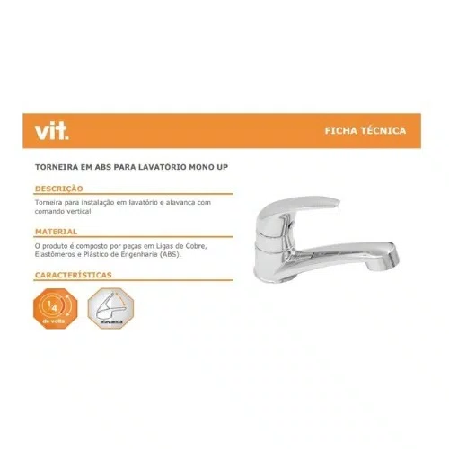 Torneira para Lavatório Mono UP Branca V9033B | Vit